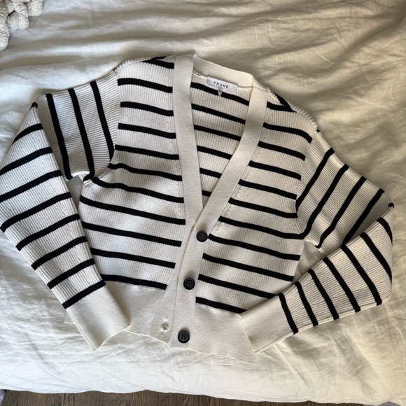 Frame striped cardigan